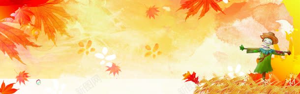 秋季上市淘宝手绘banner壁纸背景