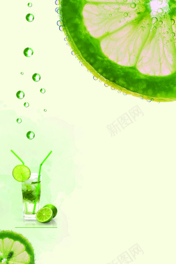 夏季饮品柠檬小清新海报背景
