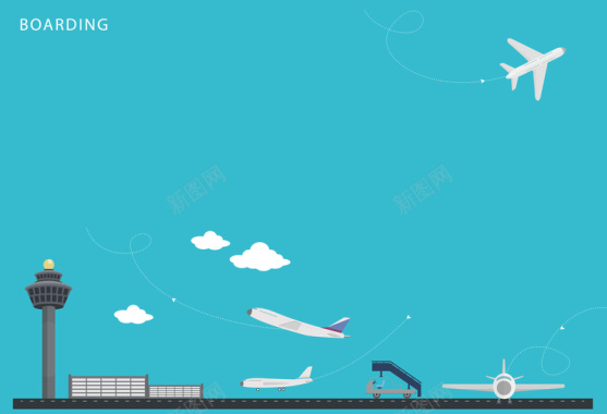 航空飞机交通海报背景矢量图背景