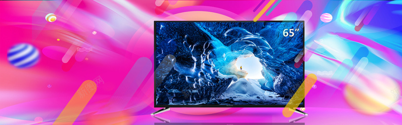 新款电视机促销季紫色banner背景