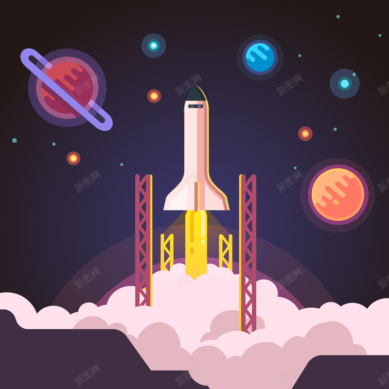 星球行星火箭发射手绘卡通背景矢量图ai设计背景_88icon https://88icon.com 个性卡通 太空 宇宙 扁平化创意 星球行星 火箭发射 矢量 素材 背景 飞船 矢量图