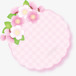 粉色美丽花朵圆形标签素材