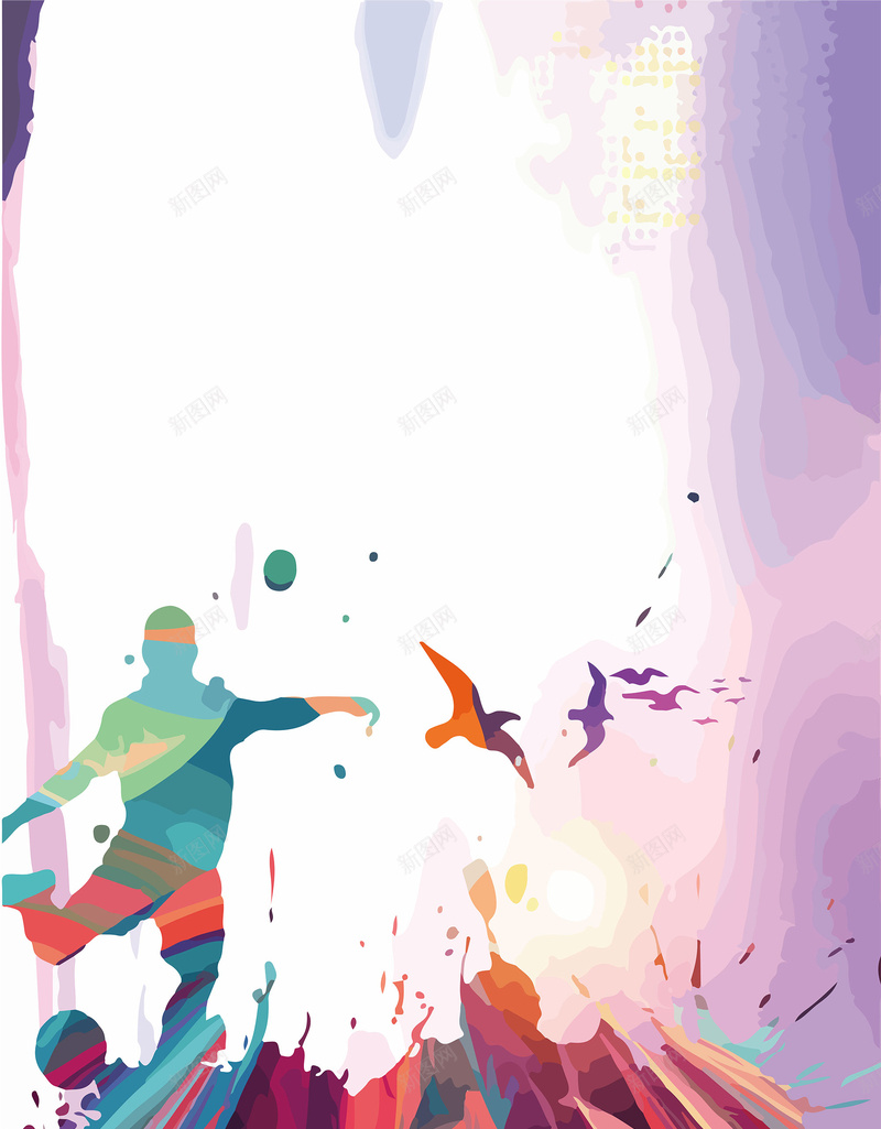 紫色水彩风春季运动会运动员剪影背景jpg设计背景_88icon https://88icon.com 体育 春季运动会 水彩风 激情 紫色 足球 足球比赛 运动员剪影