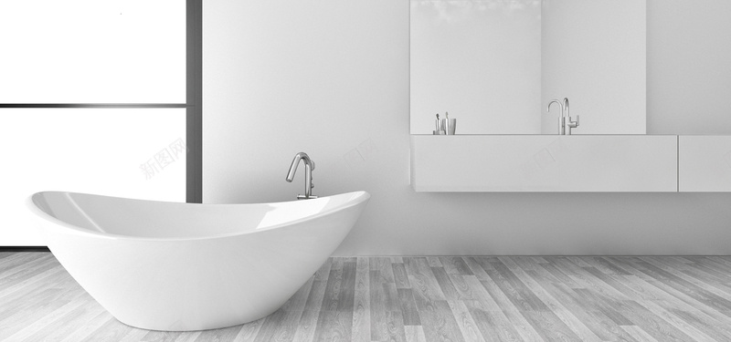 浴室场景图jpg_88icon https://88icon.com 地板 摄影 浴室 浴缸 海报banner 白色 镜子 风景