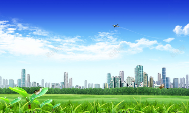 绿色城市群房产环保海报背景背景