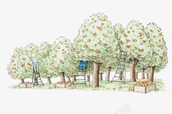 彩绘手绘果园水果园图案素材