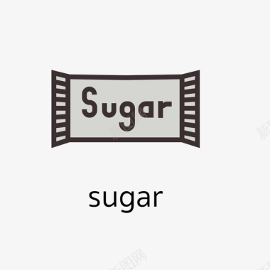灰色糖包咖啡图标矢量图图标