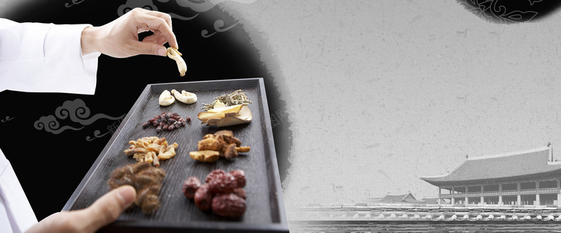 中医养生古风灰色海报banner背景psd设计背景_88icon https://88icon.com banner 中医 中国风 养生 医疗 医药 古风 建筑 手势 服装 海报 灰色 背景 药材 高级灰