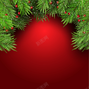 圣诞季圣诞树红色背景矢量图背景