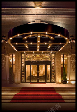 大气酒店门口红毯金色背景背景