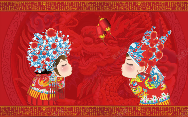 中国风喜庆婚庆海报背景模板背景