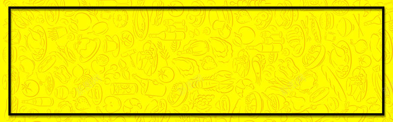 吃货日卡通手绘黄色边框banner背景背景
