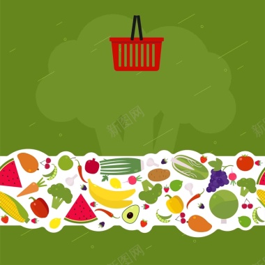 美式有机食品蔬菜专卖商店超市海报背景矢量图背景