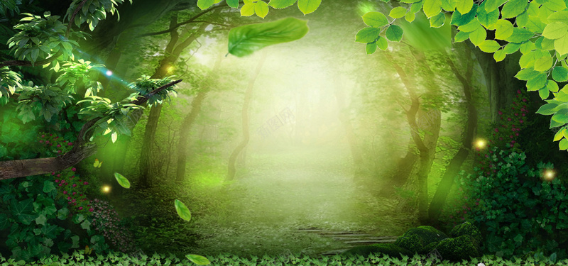 自然风景绿色化妆品海报背景背景