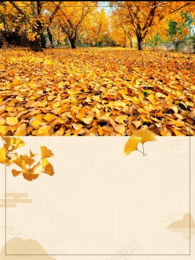 简约大气金色银杏旅游秋季旅游背景
