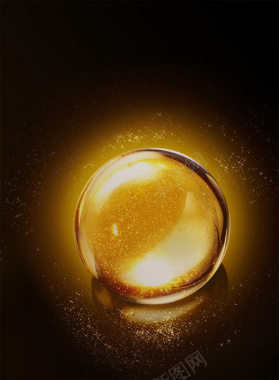金色水晶球化妆品海报背景背景