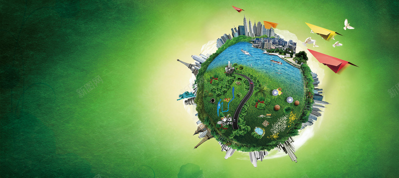 地球绿色环保简约bannerpsd设计背景_88icon https://88icon.com 地球 地球绿色 垃圾分类 汽车尾气 流动 环保 空气污染 简约 线条几何 绿色 背景