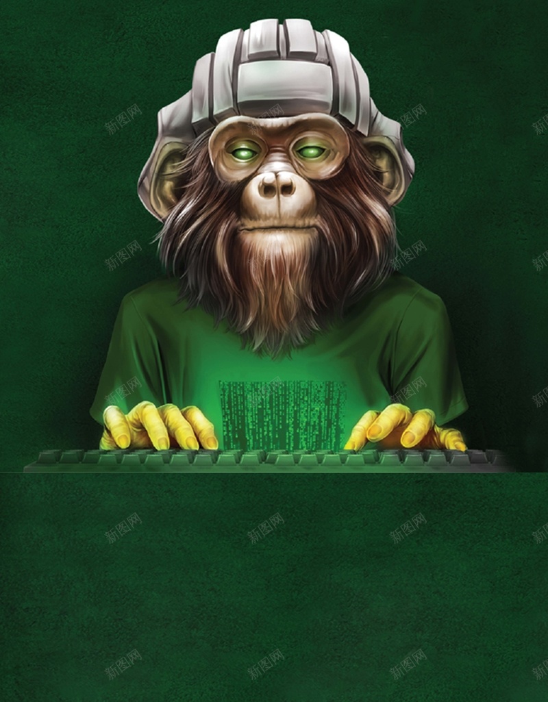深绿色猿猴背景psd设计背景_88icon https://88icon.com IT 卡通 帽子 手绘 深绿 猿猴 眼镜 科技 科技感 科技风 程序猿 童趣 质感 高科技
