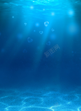 蓝色海底水下海水背景背景