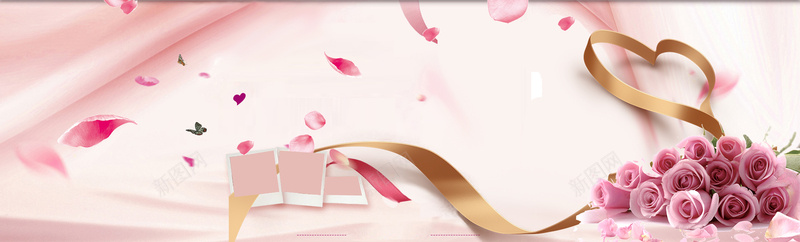 情人节浪漫花瓣粉色海报背景背景
