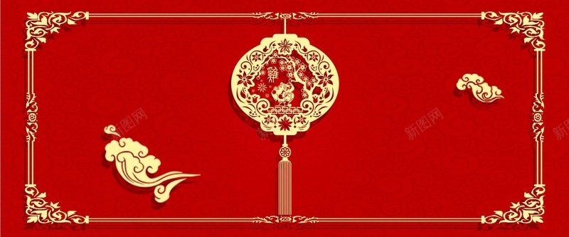 红色中国风剪纸风格淘宝背景背景