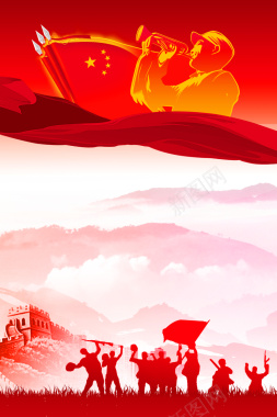 红色岁月海报背景背景
