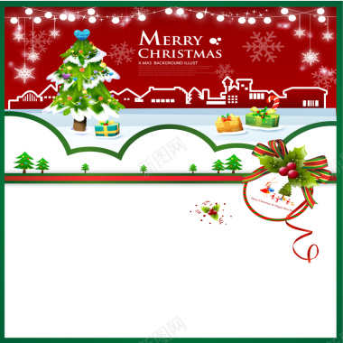 手绘圣诞装饰大雪背景矢量图背景