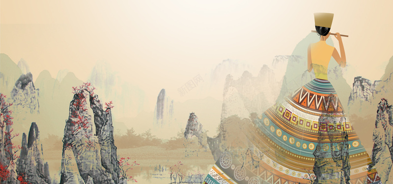 旅游复古灰色banner背景