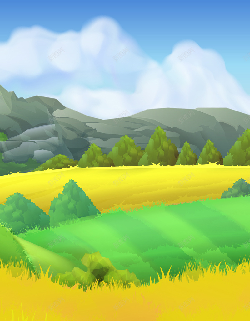 麦田风景h5背景矢量图ai设计背景_88icon https://88icon.com h5背景 卡通 手绘 童趣 金色 风景 麦田 矢量图
