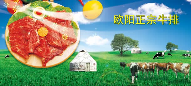 食品背景jpg设计背景_88icon https://88icon.com 健康 牛 牛肉 环保 草地 蒙古包 蓝天