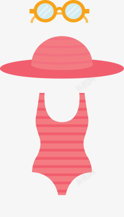 粉红夏天帽子泳衣矢量图素材