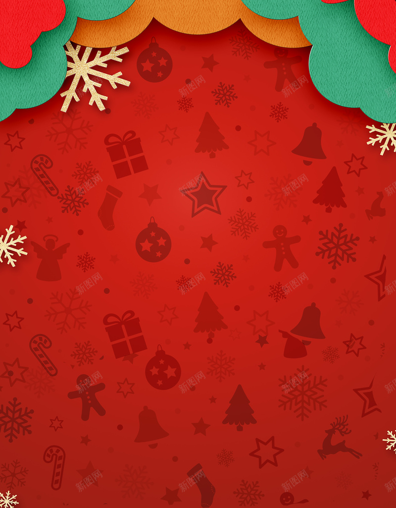 圣诞节简约图案红色高档海报背景psd设计背景_88icon https://88icon.com 可爱 图案 圣诞树 圣诞节 大气 简约 红色 雪花 高档