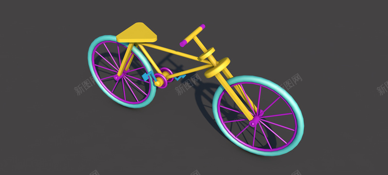 自行车C4D卡通背景背景
