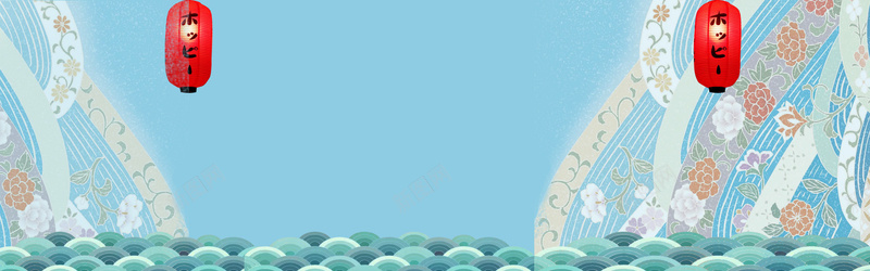 和风蓝色日系灯笼bannerpsd设计背景_88icon https://88icon.com 和风banner 和风底纹 图案 日本 日系 日系花纹 灯笼 蓝色
