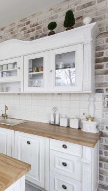 白色木质厨房柜H5背景背景