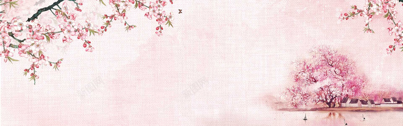 粉色手绘桃花海报背景