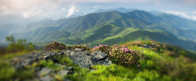 自然绿色远山背景摄影图片