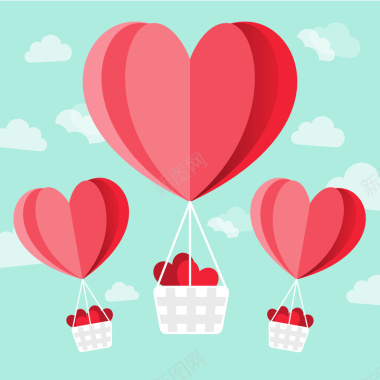 可爱卡通浪漫爱心气球矢量背景背景