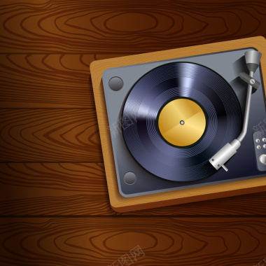 唱片播放器木板纹理质感背景矢量图背景