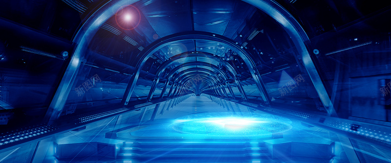 科技蓝色大气隧道背景背景