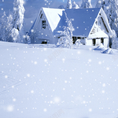 冬天雪景房子摄影图片