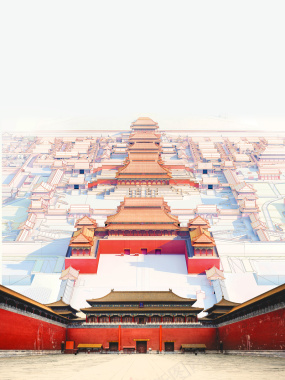 矢量创意北京故宫海报背景背景