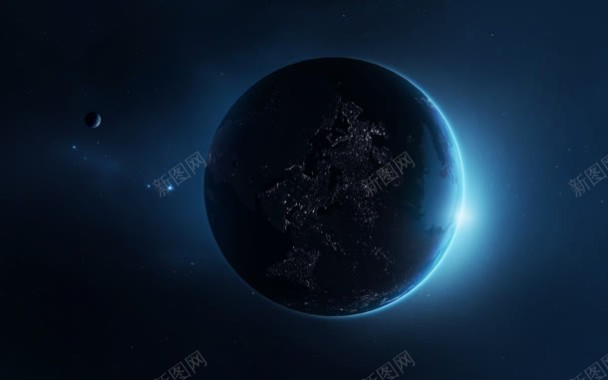 宇宙中的蓝色星球海报背景背景