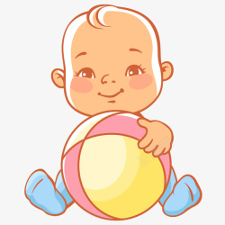 宝宝拿着玩具插画宝宝玩球球卡通插画矢量图高清图片