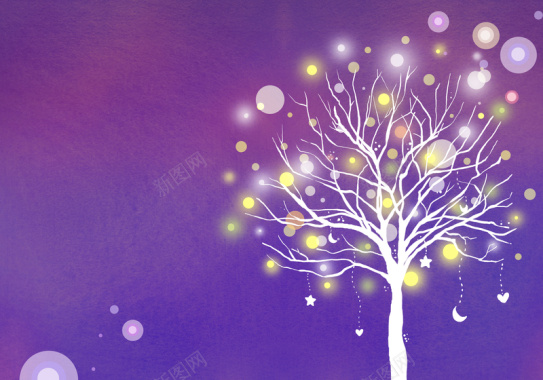 梦幻紫色发光树背景背景