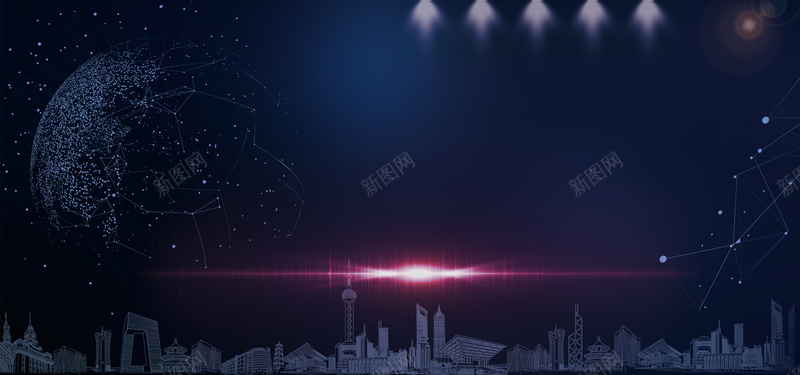 高端大气商务蓝色科技展板psd设计背景_88icon https://88icon.com 互联网 企业 会议 商务 地球 城市 大气 峰会 未来 科技 蓝色 论坛 高端