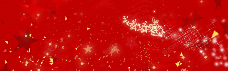 圣诞节红色卡通电商星空banner背景