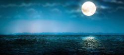 海浪倒影夜景海景月亮风景背景高清图片