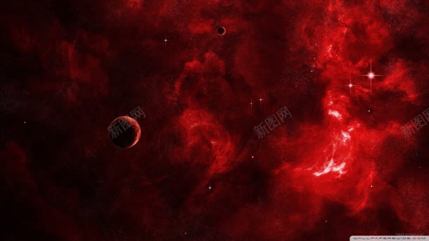 神秘的红色宇宙星云背景