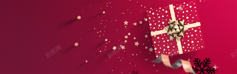 红色圣诞礼盒banner海报背景背景